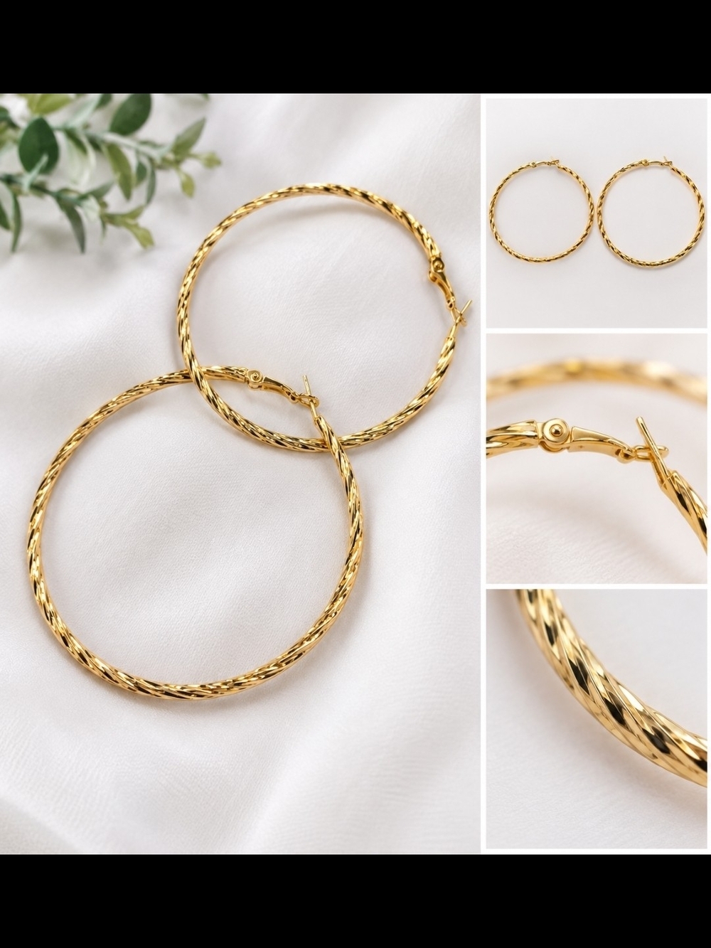 Classic Gold Twisted Hoop Earrings - Women Jewelry